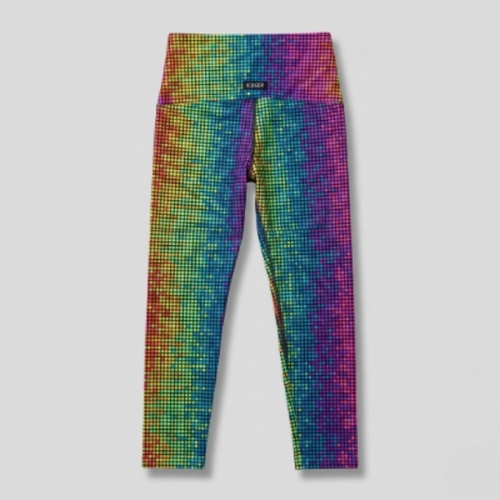 K-DEER Disco Dot Capri Leggings High Waisted Yoga Pants L - Picture 3 of 7